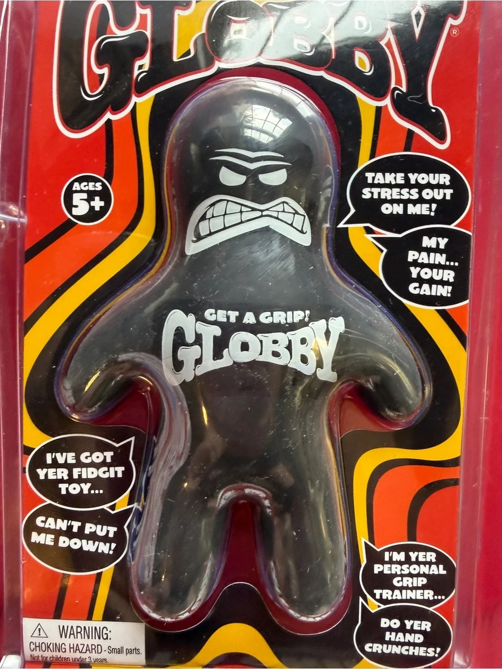 New Schylling Globby Black Squishy Stress Relief Fidget Toy Get a Grip 5+